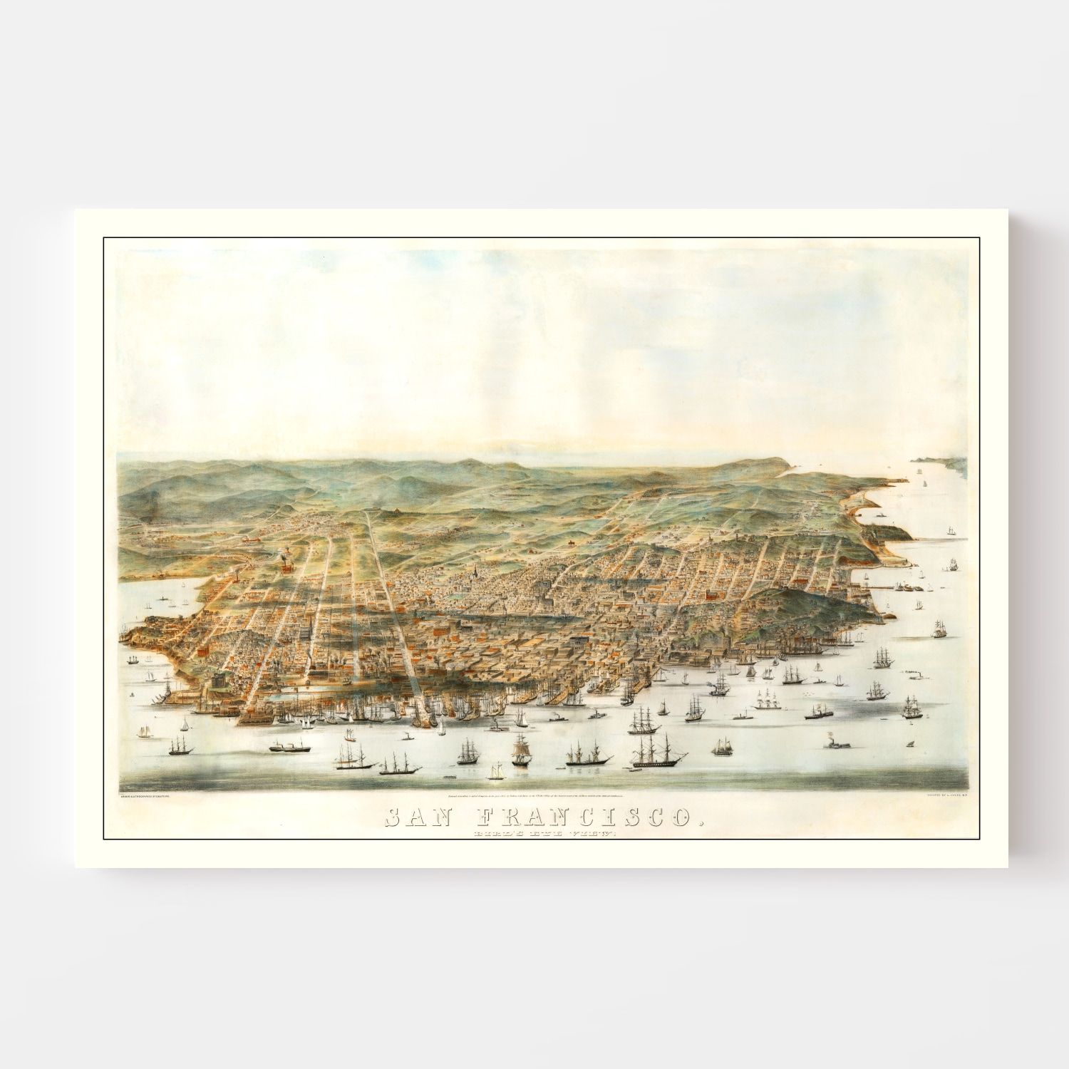 Vintage Map of San Francisco, California 1864