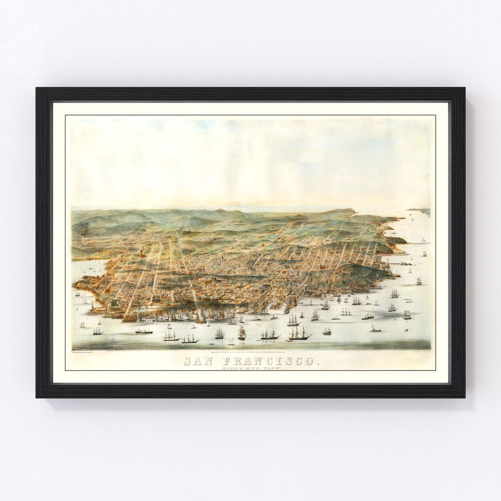 Vintage Map of San Francisco, California 1864