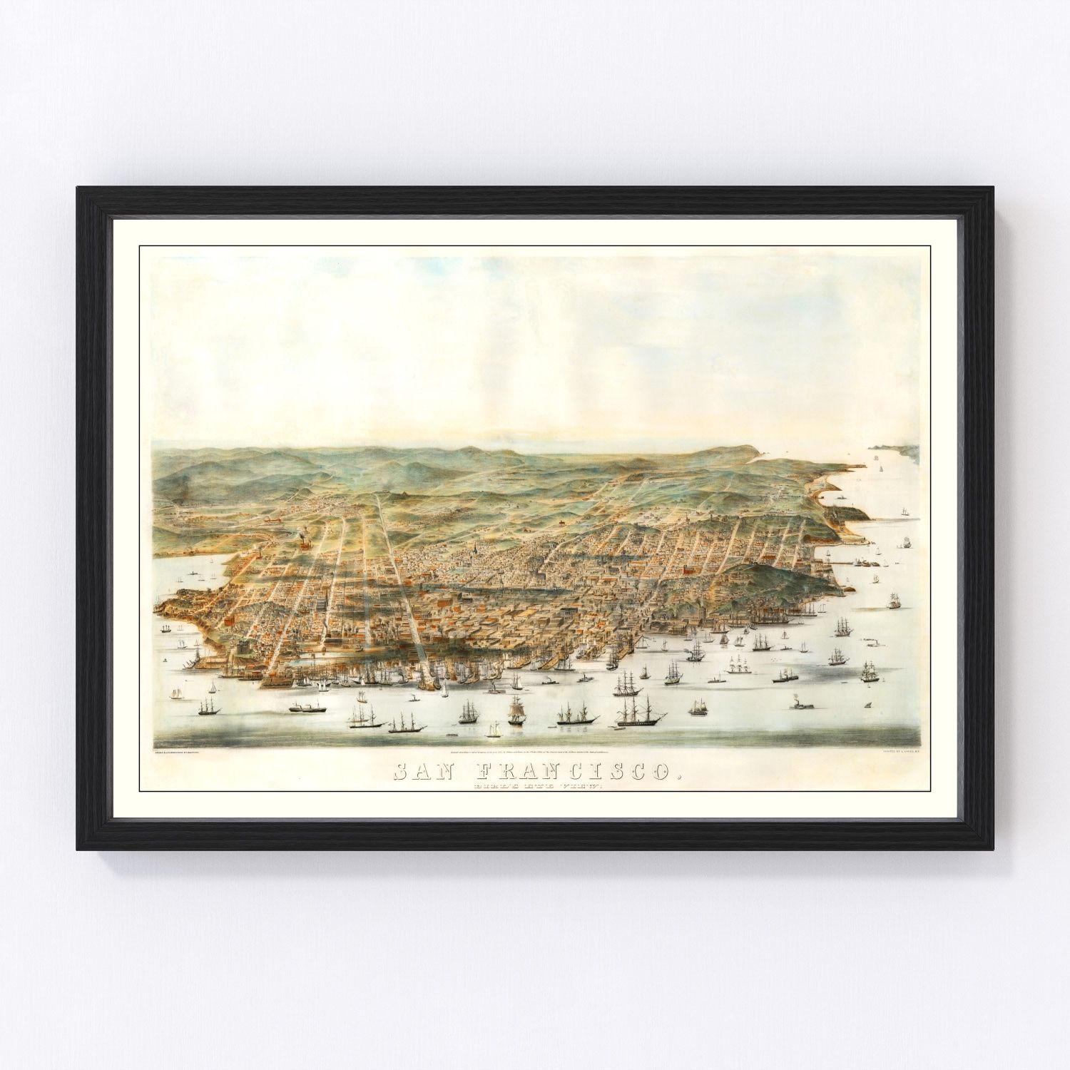 Vintage Map of San Francisco, California 1864