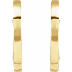 14K Yellow Gold .025 CTW Natural Diamond Flat Hoop Earrings – image 2