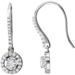 14K White Gold Halo-Style Earring Mounting