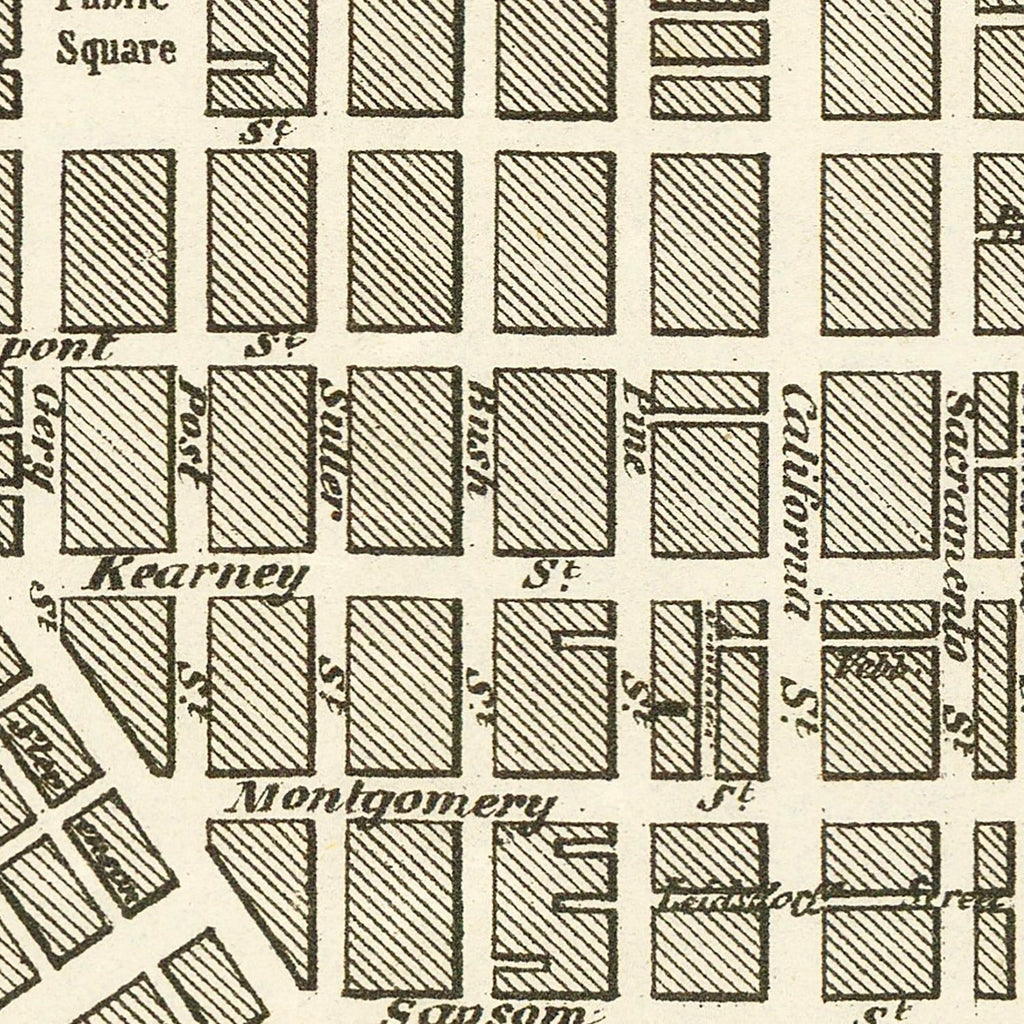 Vintage Map of San Francisco, California 1852