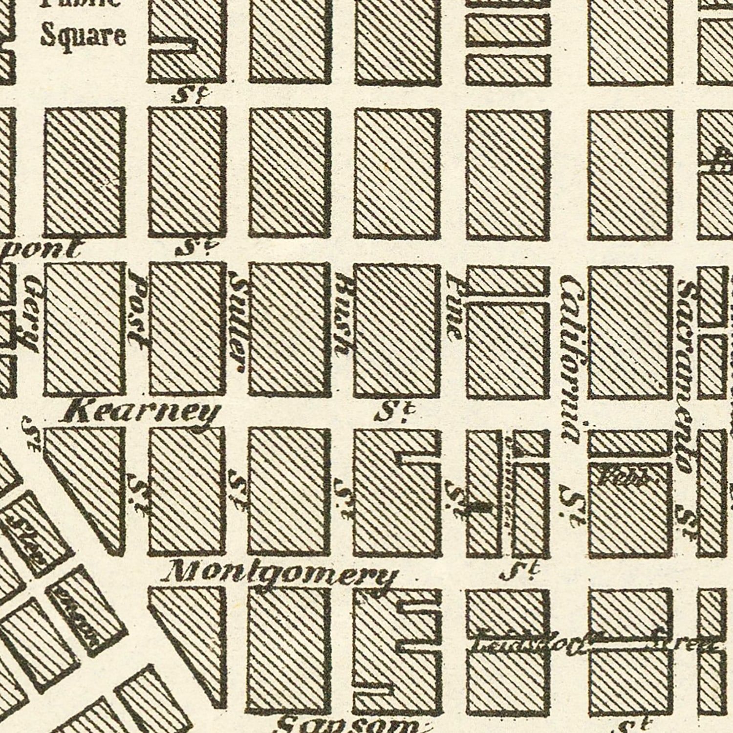 Vintage Map of San Francisco, California 1852