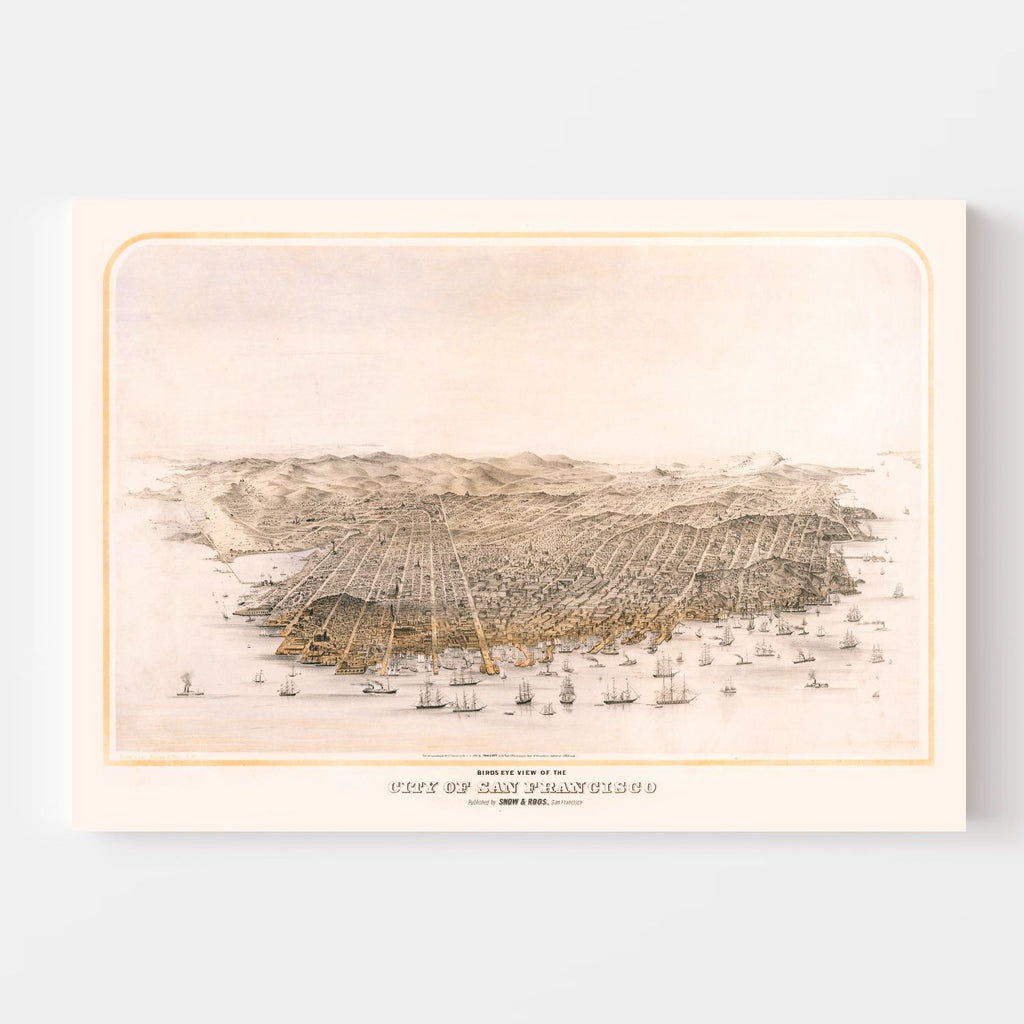 Vintage Map of San Francisco, California 1868