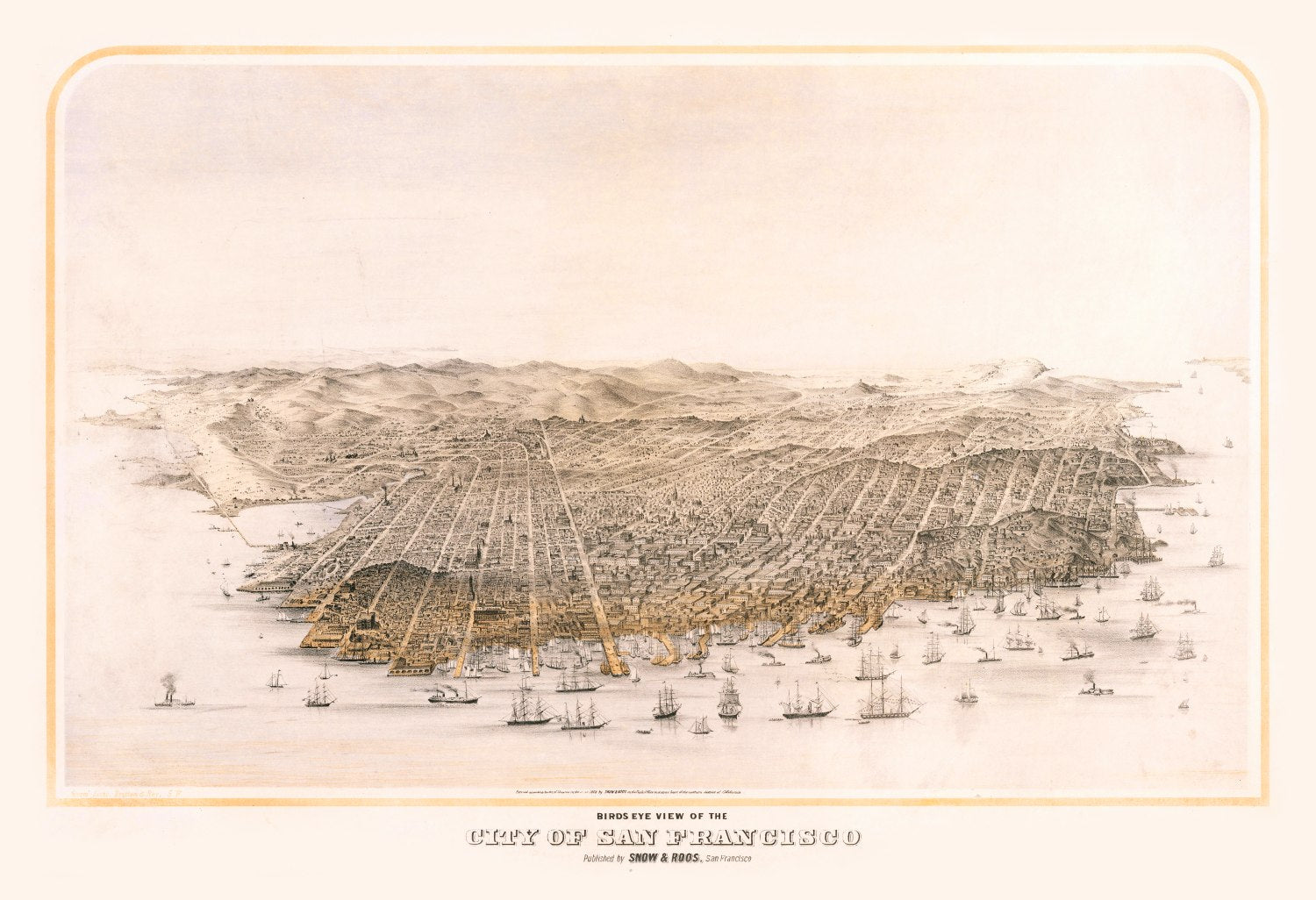 Vintage Map of San Francisco, California 1868