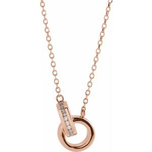 14K Rose Gold .08 CTW Natural Diamond Interlocking Circle 18" Necklace