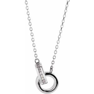 14K White Gold .08 CTW Natural Diamond Interlocking Circle 18" Necklace