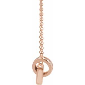 14K Rose Gold .08 CTW Natural Diamond Interlocking Circle 18" Necklace