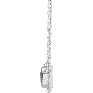 Sterling Silver 4.5 mm Natural Blue Sapphire Beaded Bezel-Set 18" Necklace