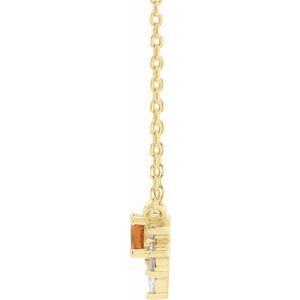 14K Yellow Gold Natural Citrine & .08 CTW Natural Diamond 18" Necklace