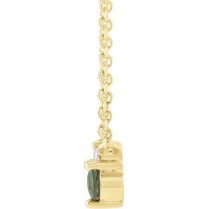14K Yellow Gold Natural Green Sapphire & .015 CT Natural Diamond 18" Necklace