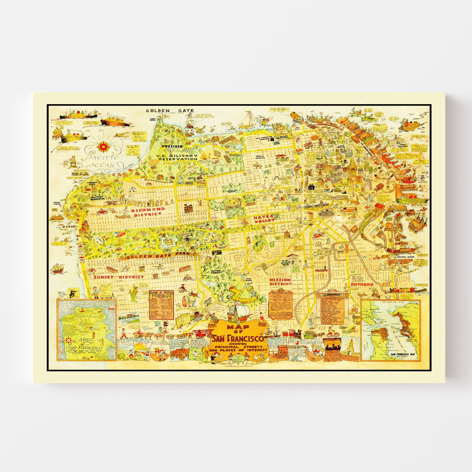 Vintage Map of San Francisco, California 1927