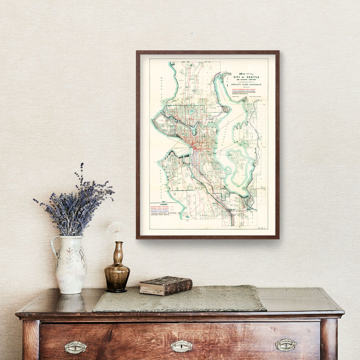 Vintage Map of Seattle, Washington 1911