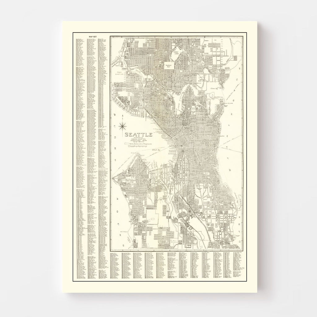 Vintage Map of Seattle, Washington 1920