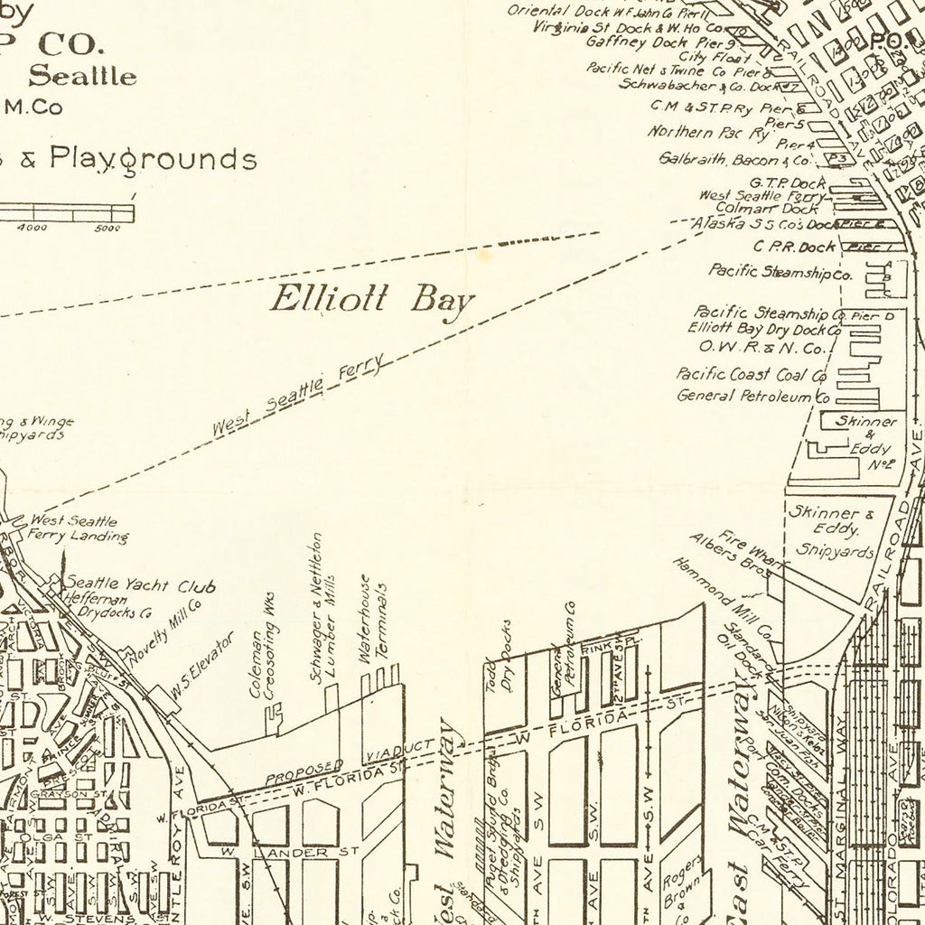 Vintage Map of Seattle, Washington 1920