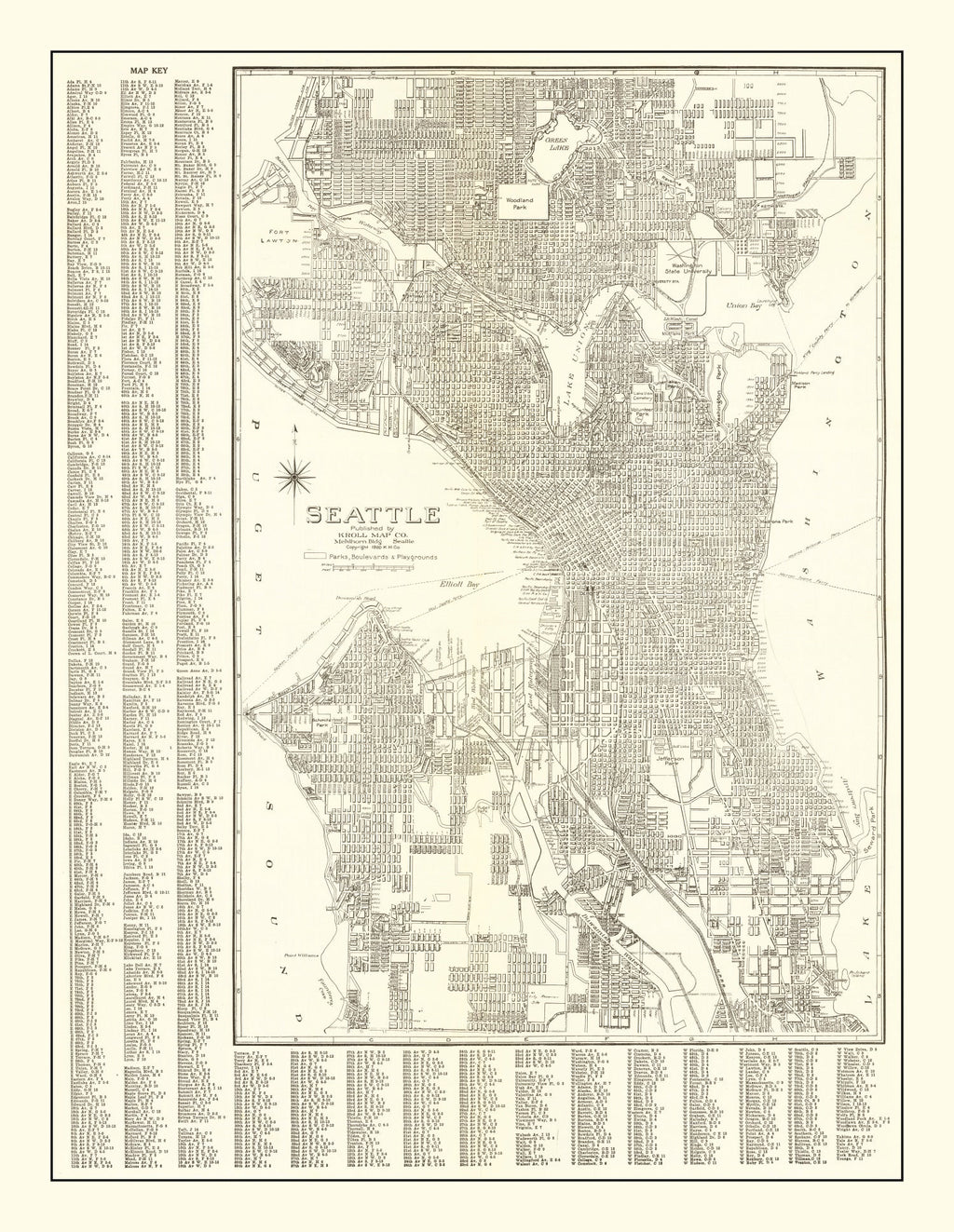 Vintage Map of Seattle, Washington 1920