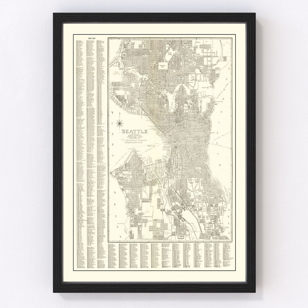 Vintage Map of Seattle, Washington 1920