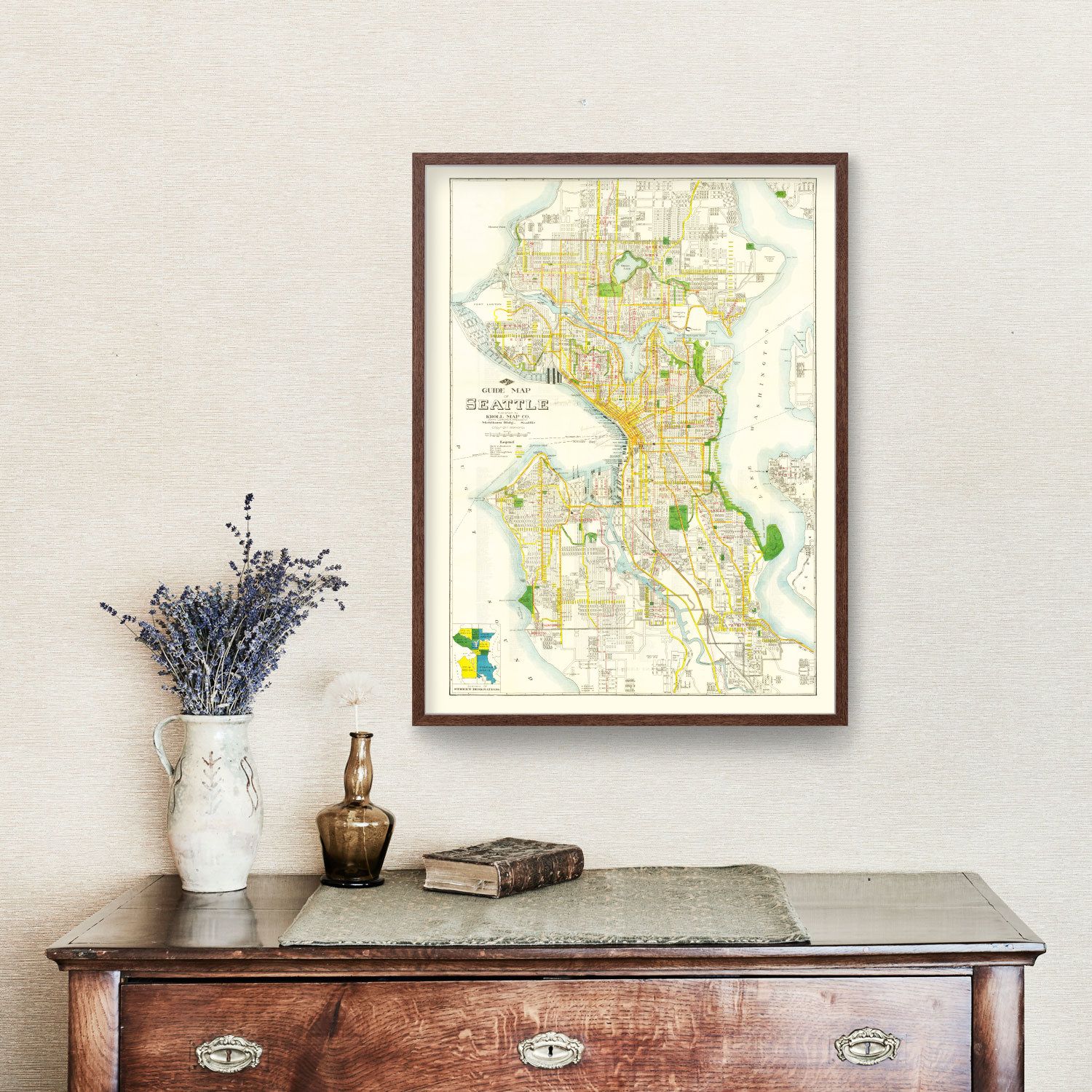 Vintage Map of Seattle, Washington 1924