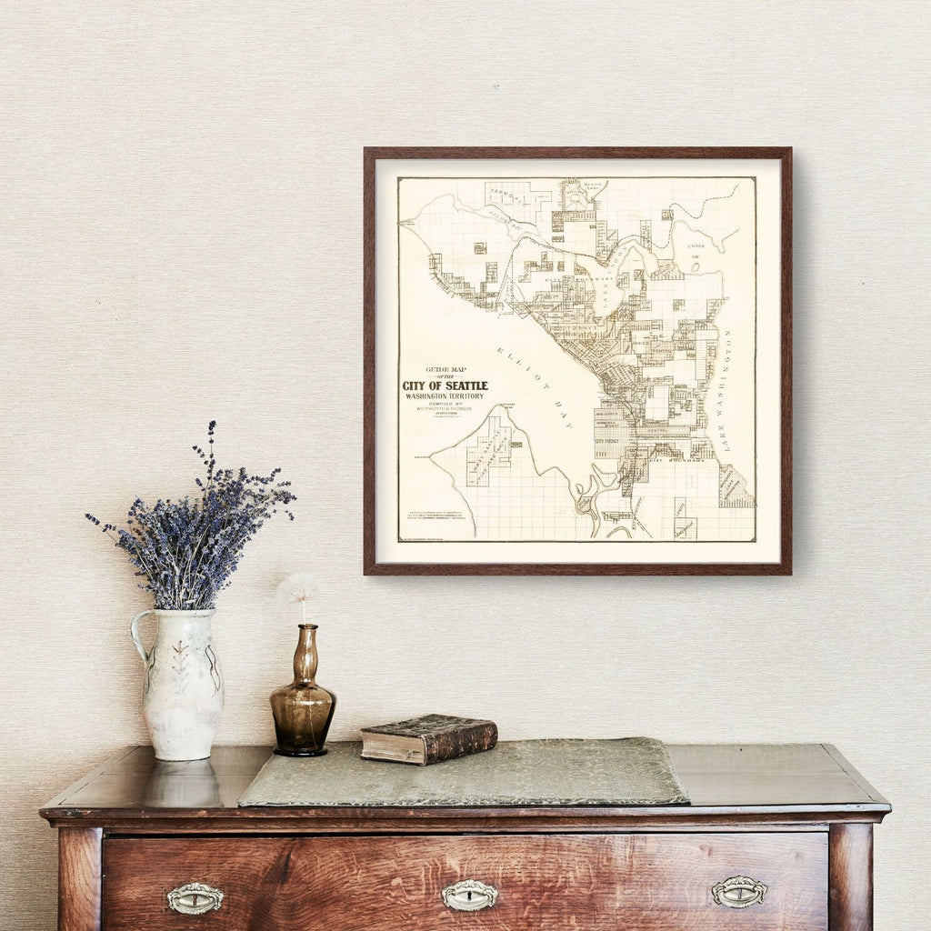 Vintage Map of Seattle, Washington 1887
