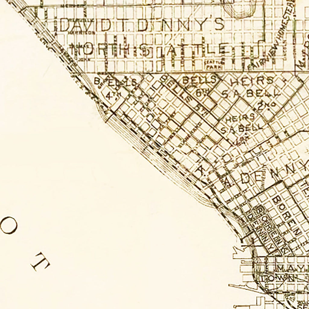 Vintage Map of Seattle, Washington 1887