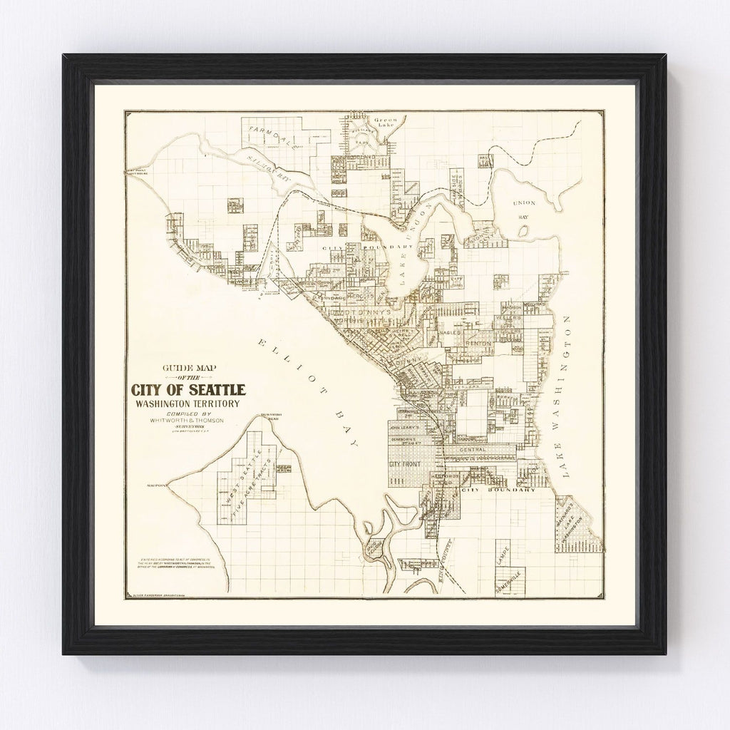 Vintage Map of Seattle, Washington 1887