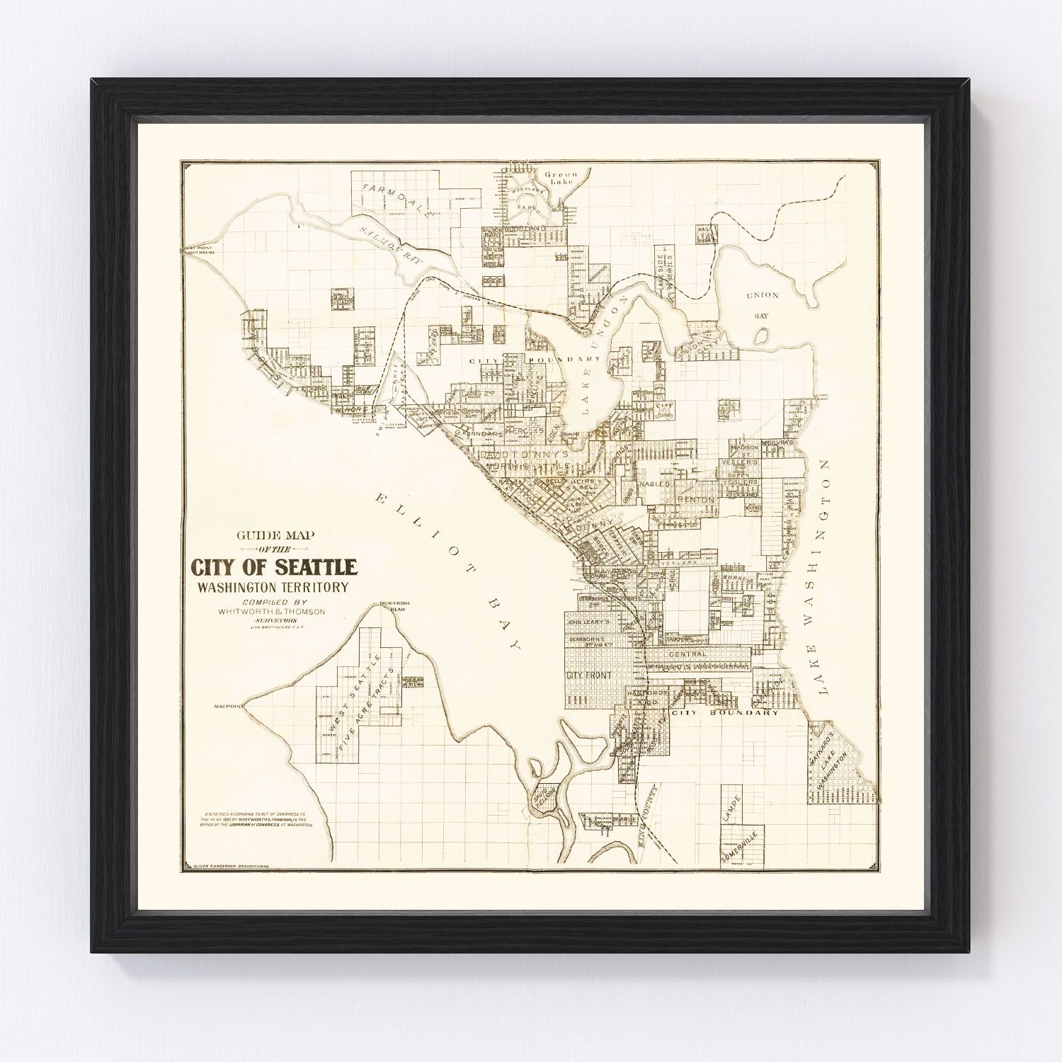 Vintage Map of Seattle, Washington 1887