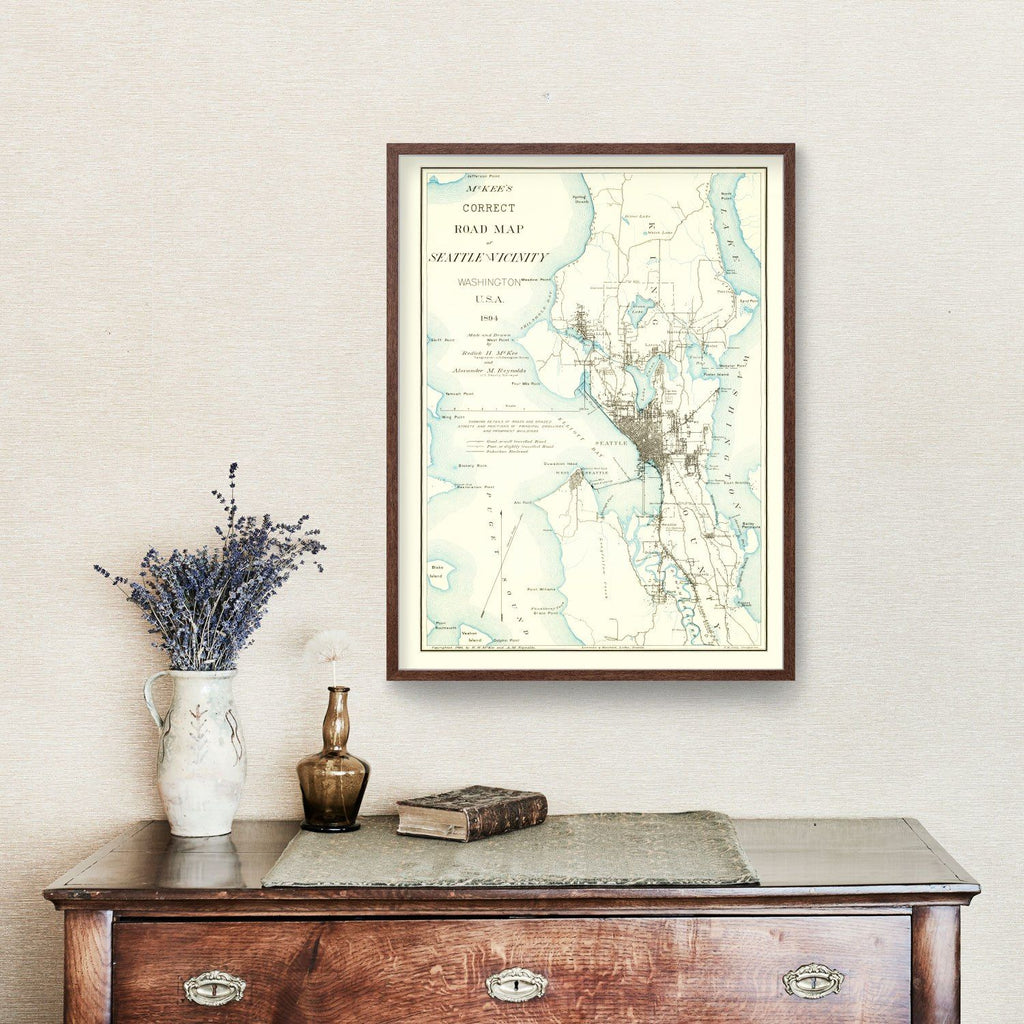 Vintage Map of Seattle, Washington 1894