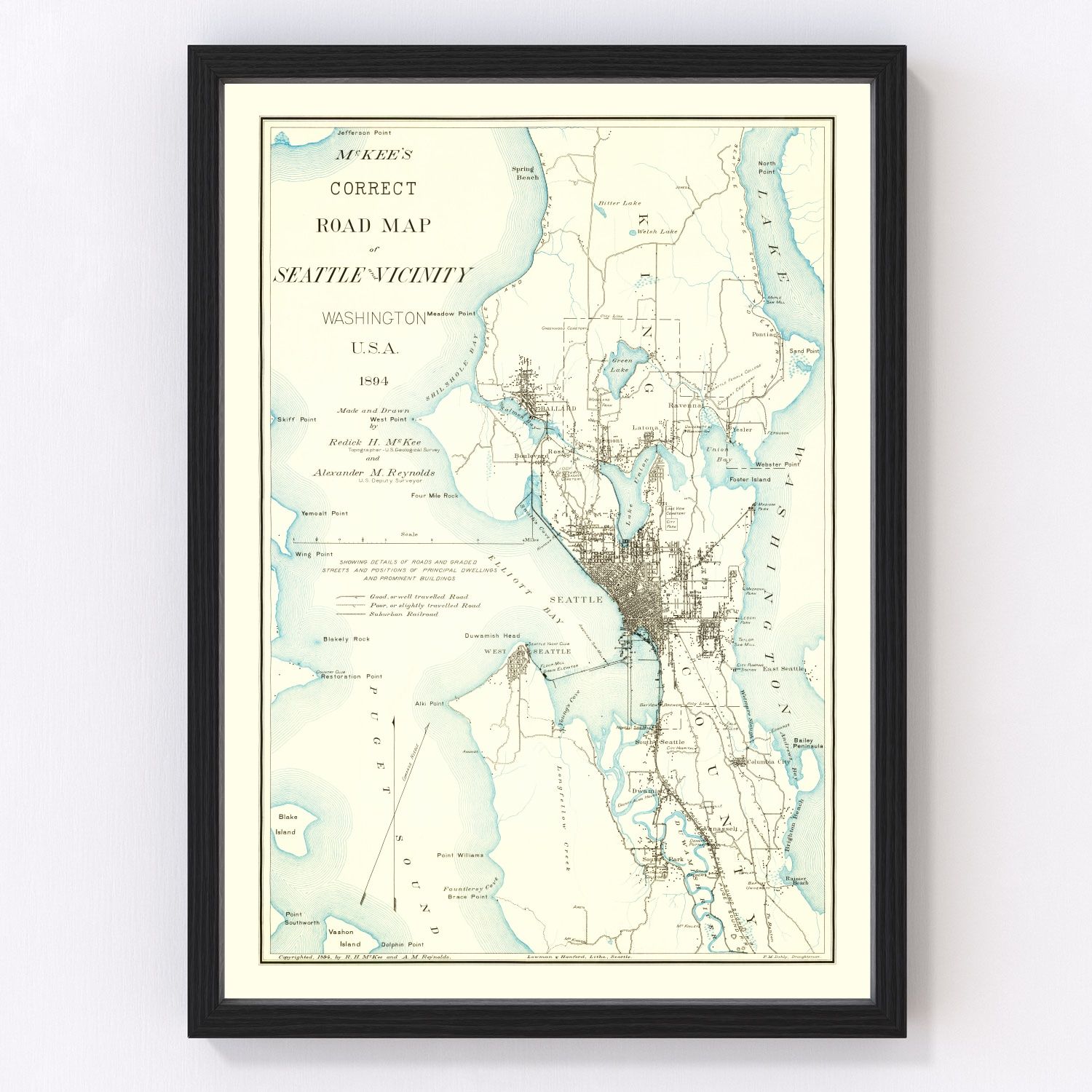 Vintage Map of Seattle, Washington 1894