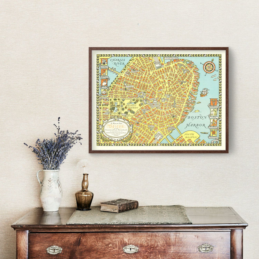 Vintage Map of Boston, Massachusetts 1929