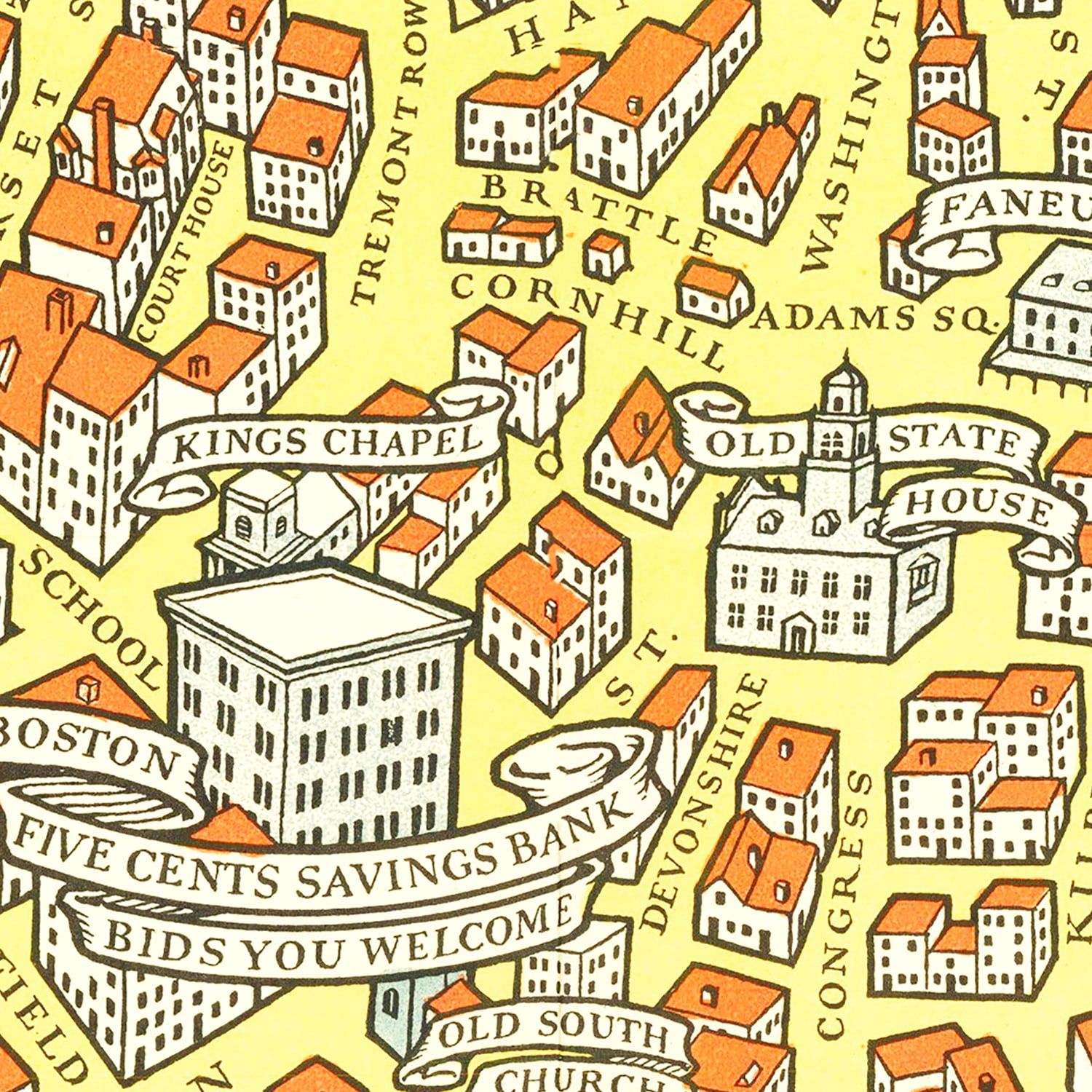 Vintage Map of Boston, Massachusetts 1929