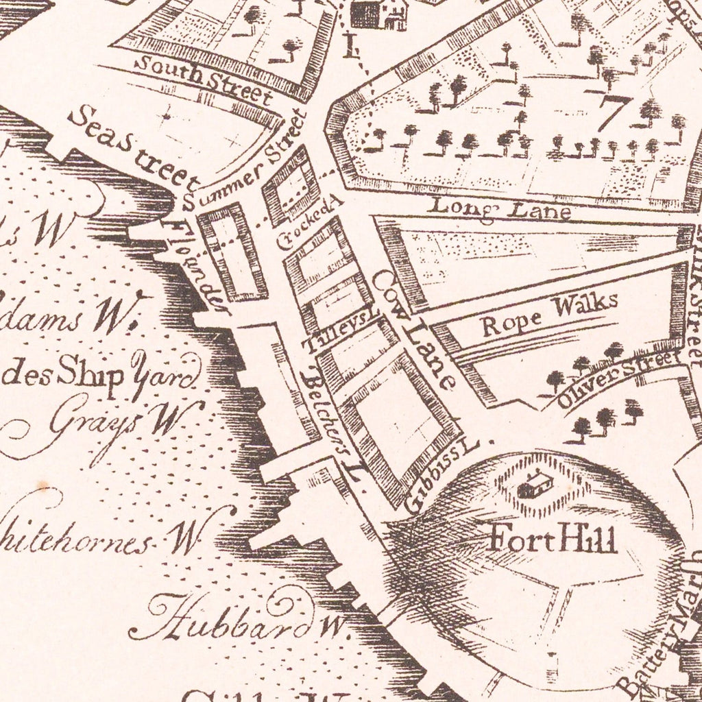 Vintage Map of Boston, Massachusetts 1728