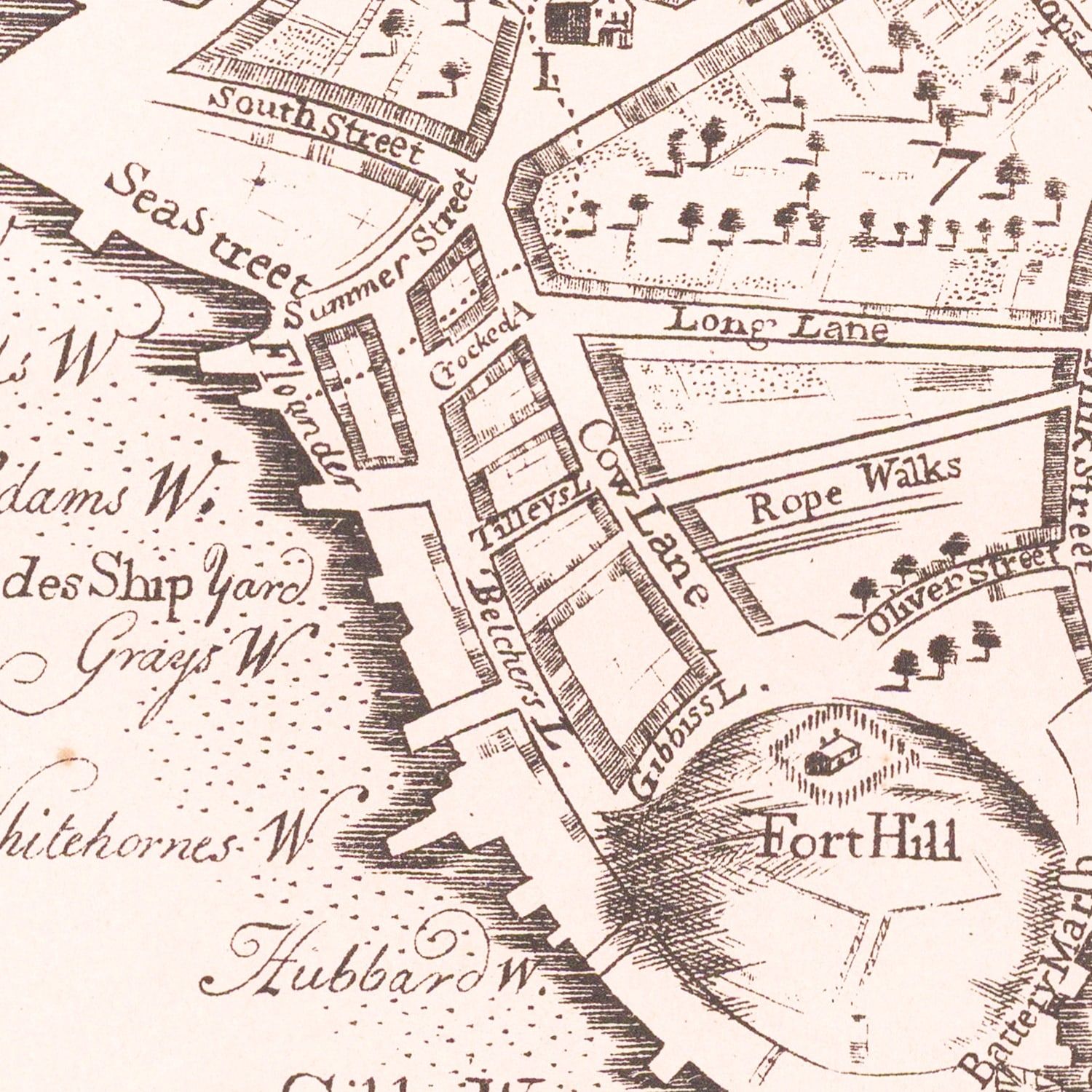 Vintage Map of Boston, Massachusetts 1728