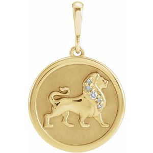 14K Yellow Gold .02 CTW Natural Diamond Lion Charm/Pendant