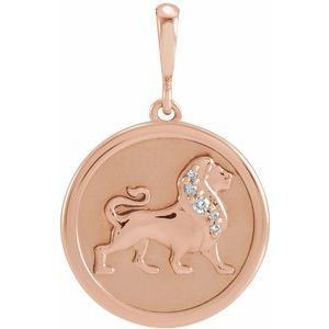 14K Rose Gold .02 CTW Natural Diamond Lion Charm/Pendant