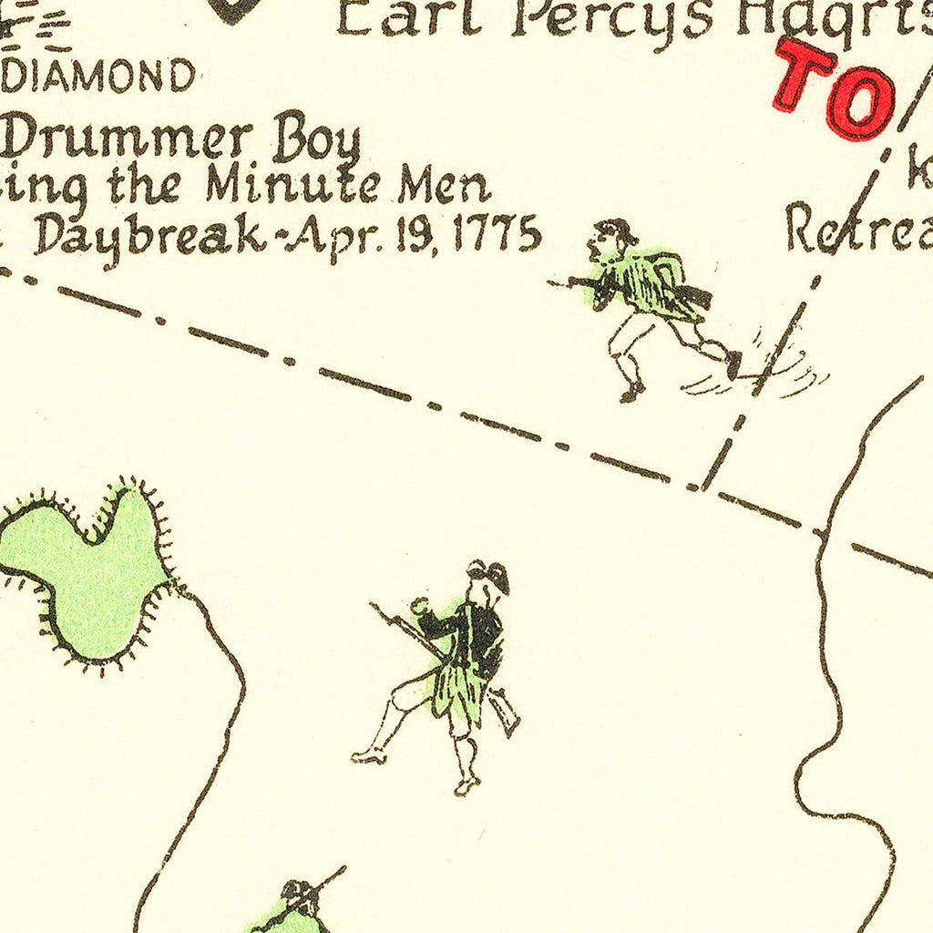 Vintage Map of Rides of Paul Revere, 1929