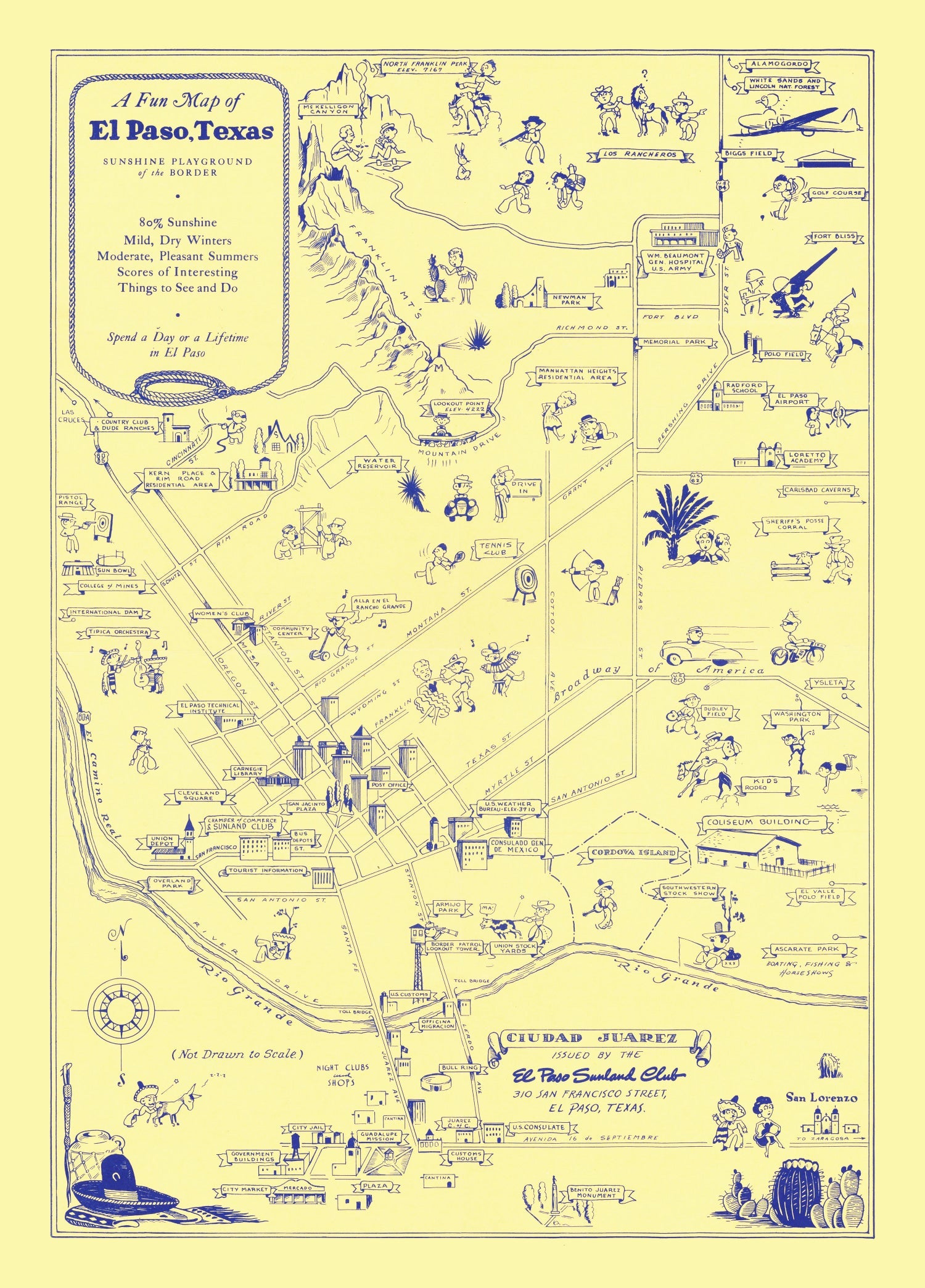Vintage Map of El Paso, Texas 1945