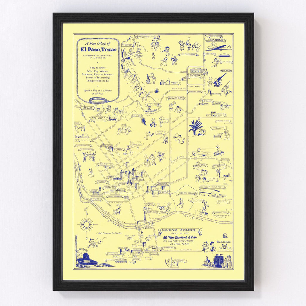 Vintage Map of El Paso, Texas 1945