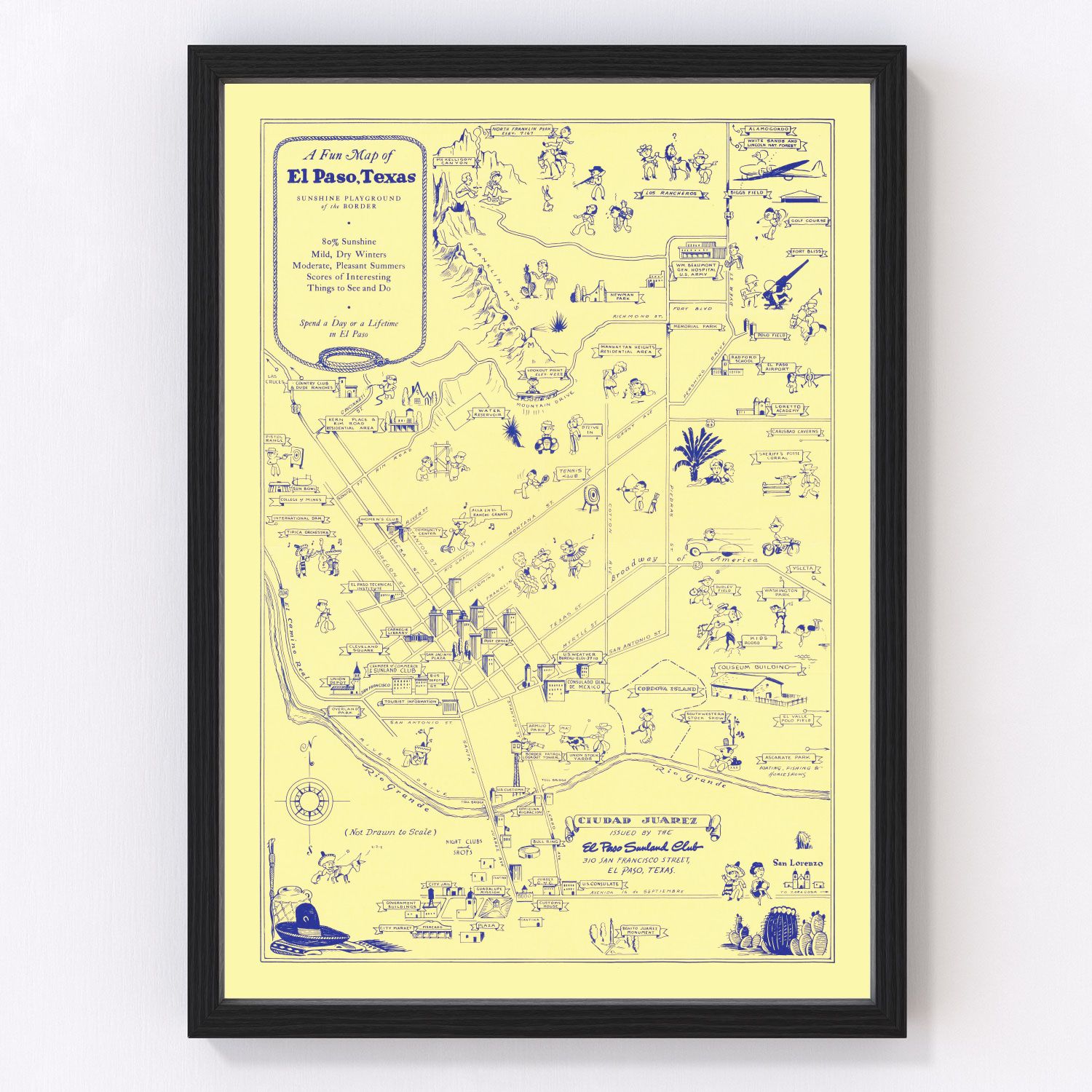 Vintage Map of El Paso, Texas 1945