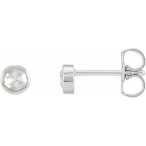 14K White Gold 1/8 CTW Rose-Cut Natural Diamond Bezel-Set Earrings