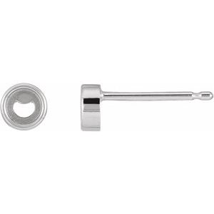14K White Gold 2.5 mm Round Solitaire Bezel-Set Earring Mounting