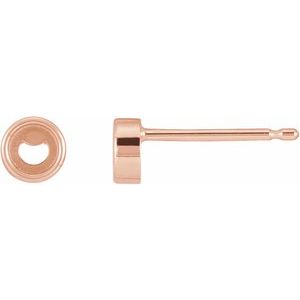 14K Rose Gold 2 mm Round Solitaire Bezel-Set Earring Mounting