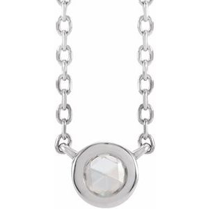 Platinum 1/3 CT Rose-Cut Natural Diamond Bezel-Set 18" Necklace