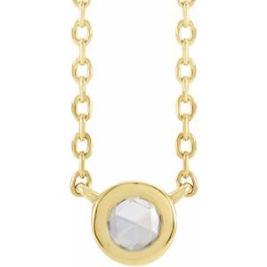 14K Yellow Gold 1/3 CT Rose-Cut Natural Diamond Bezel-Set 18" Necklace