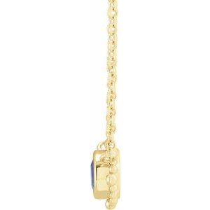14K Yellow Gold 3.5 mm Natural Blue Sapphire Beaded Bezel-Set 18" Necklace
