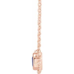 14K Rose Gold 3.5 mm Natural Blue Sapphire Beaded Bezel-Set 18" Necklace