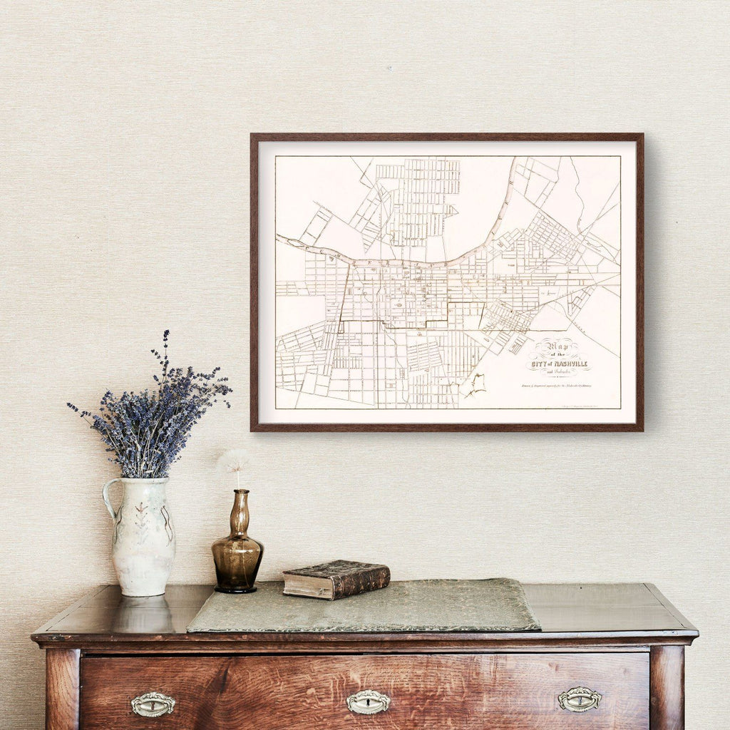 Vintage Map of Nashville, Tennessee 1860