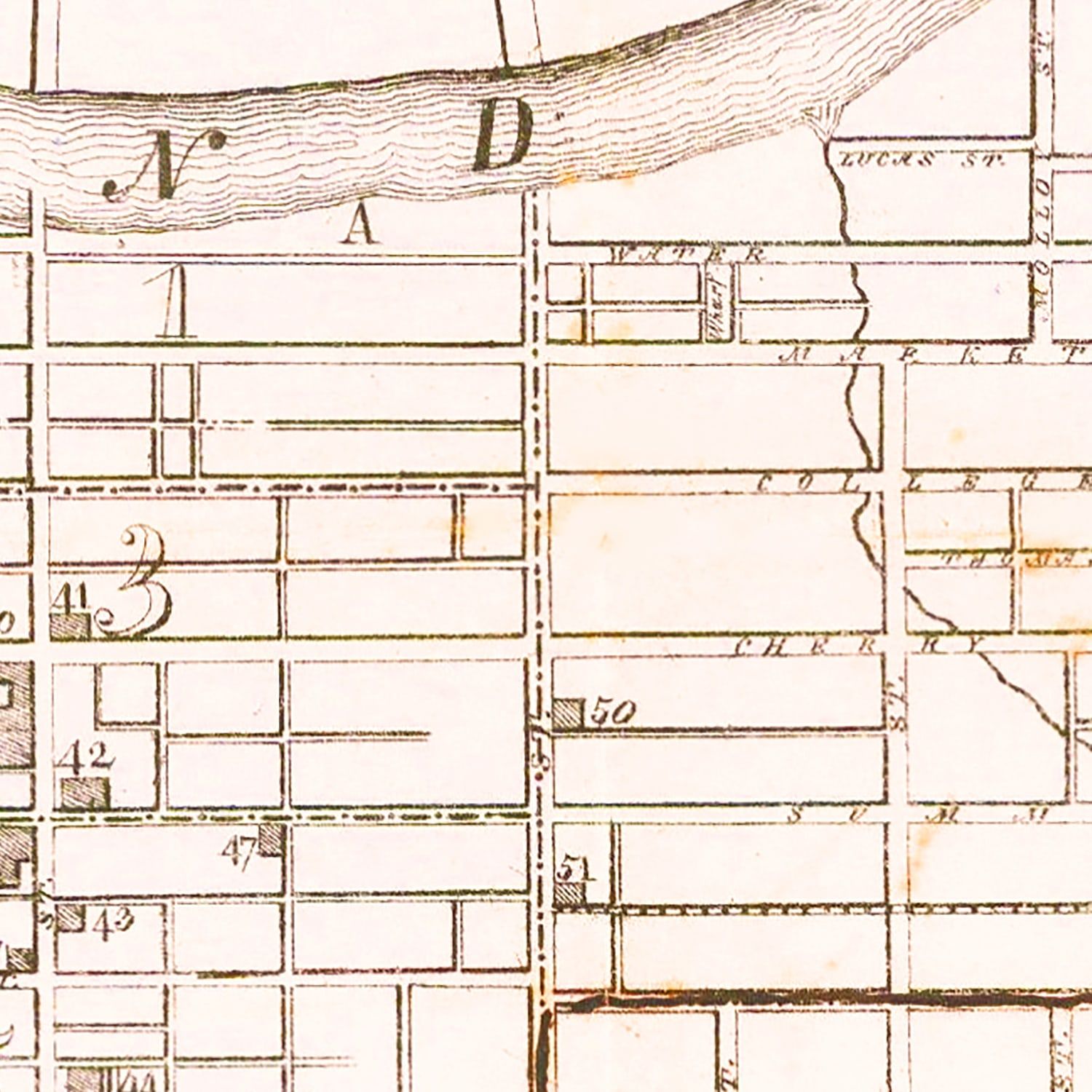 Vintage Map of Nashville, Tennessee 1860
