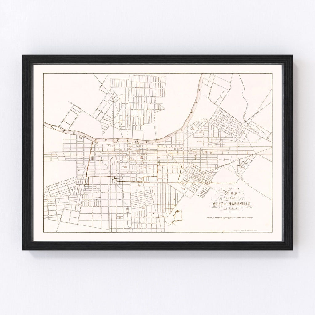 Vintage Map of Nashville, Tennessee 1860