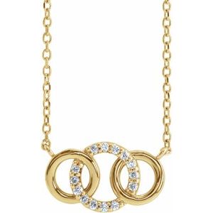 14K Yellow Gold .05 CTW Natural Diamond Interlocking Circle 18" Necklace