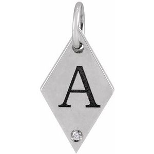 14K White Gold .005 CT Natural Diamond Rhombus Pendant